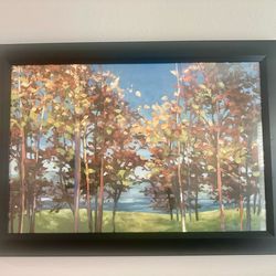 Large Framed Wall Art – Autumn Tree Landscape (41.5” x 29.5”)
