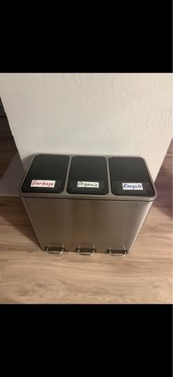 Stainless Steel 3-Compartment Step Trash Can