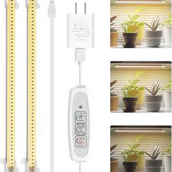Mosthink LED Plant Grow Light Strips Full Spectrum for Indoor Plants with Auto ON/Off Timer, 48 LEDs / 4 Dimmable Levels, Sunlike Grow Lamp for Hydrop