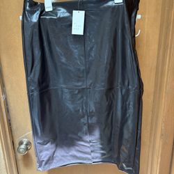 A New Day Brown Faux Leather Skirt Size 14 