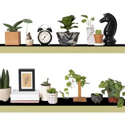 WCKOMA Glow In Dark Floating Shelves 2 Pack 24 Inch, Modern Wall Shelves For Living Room, Kitchen, Bedroom, Bathroom, Office, Display Storage, 2 Black