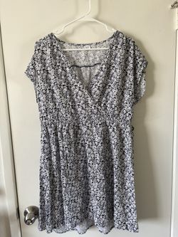 Gap Blue/White Floral Mini Dress L Large
