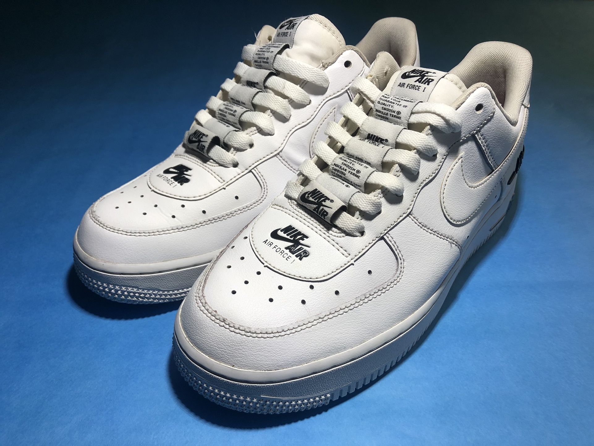 Nike Air Force 1 07 LV8 3 Double Air White Black Men Size 10 (CJ1379-100)