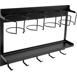 Water Bottle Organizer Holder, 3 in 1 Magnetic Absorption and Wall Mount Tumbler Rack Organizer with Hooks, Punch Free Carbon Steel Cup Holder Accesso