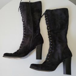 Women's Black Suede Knee-Hi Boots, Size 7.5