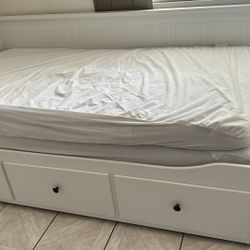 IKEA Day Bed Frame with Storage + 2 Mattresses