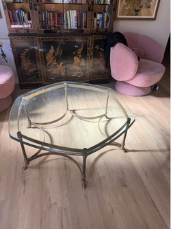Brass and glass coffee table $300 obo