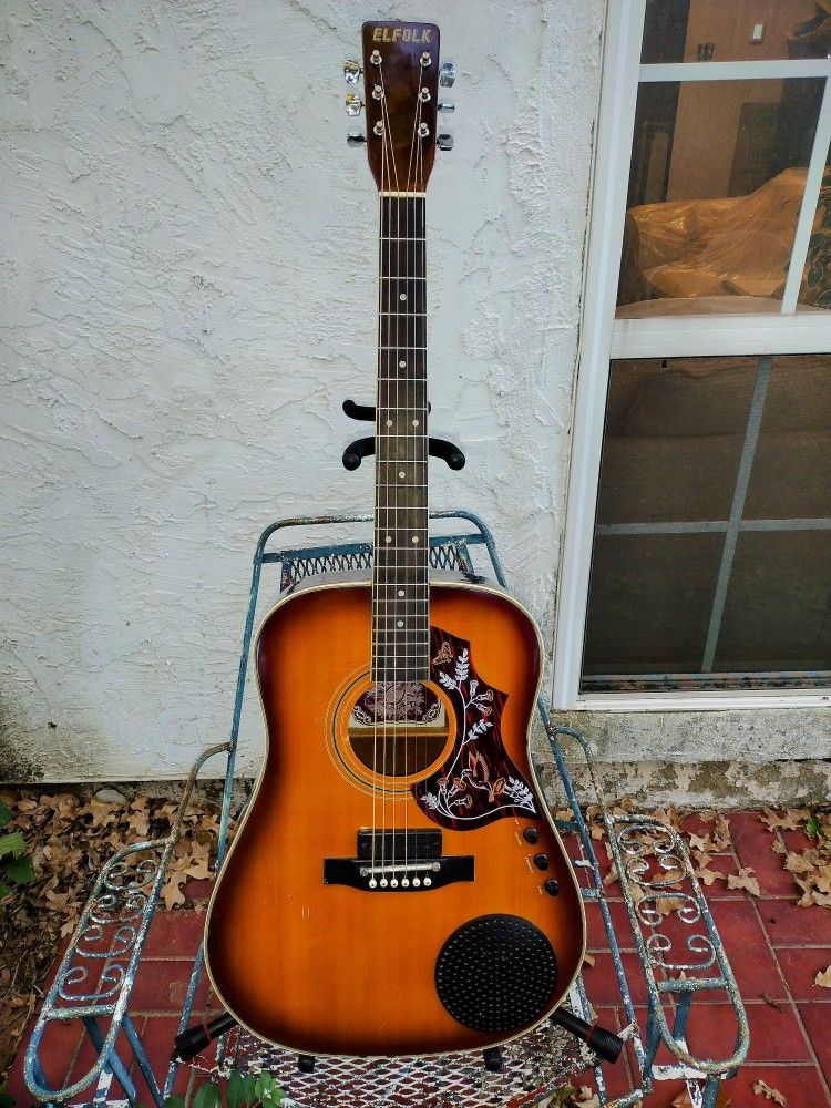 Elfolk "Cowboy" Acoustic /Electric Guitar with on-board amp