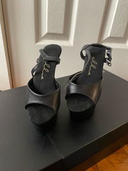 Pleaser Black Platform Heels with Ankle Strap