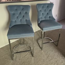 Velvet Bar Chairs (Set of 2) 