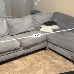 $200 OBO – Gray Microfiber Sectional Couch (Pet & Smoke Free!)