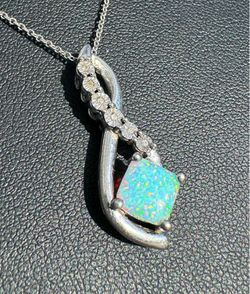 Jewelry .925 sterling silver infinity x natural diamonds opal 0.71CTW pendant charm