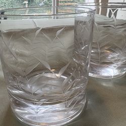 Tommy Bahama etched palm Double Old Fashioned glasses