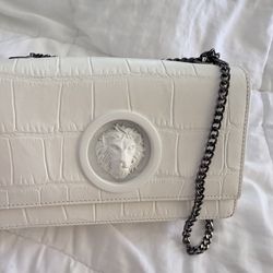 Versus Versace Crocodile Embossed Leather Shoulder Bag