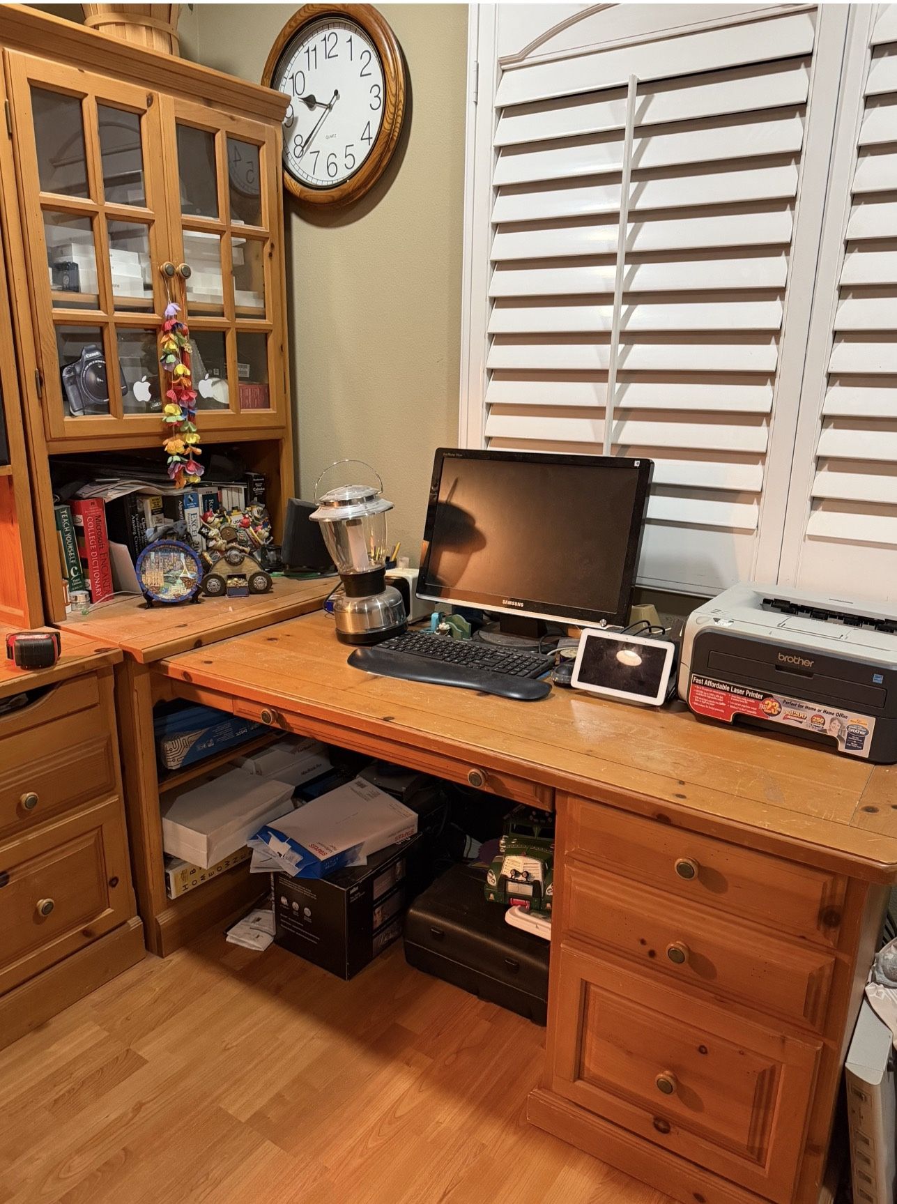 Cabinet Desk and Hutch Solid Wood 