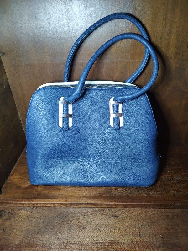 Charming Charlie Handbag Women Blue Faux Leather Satchel LIned Purse