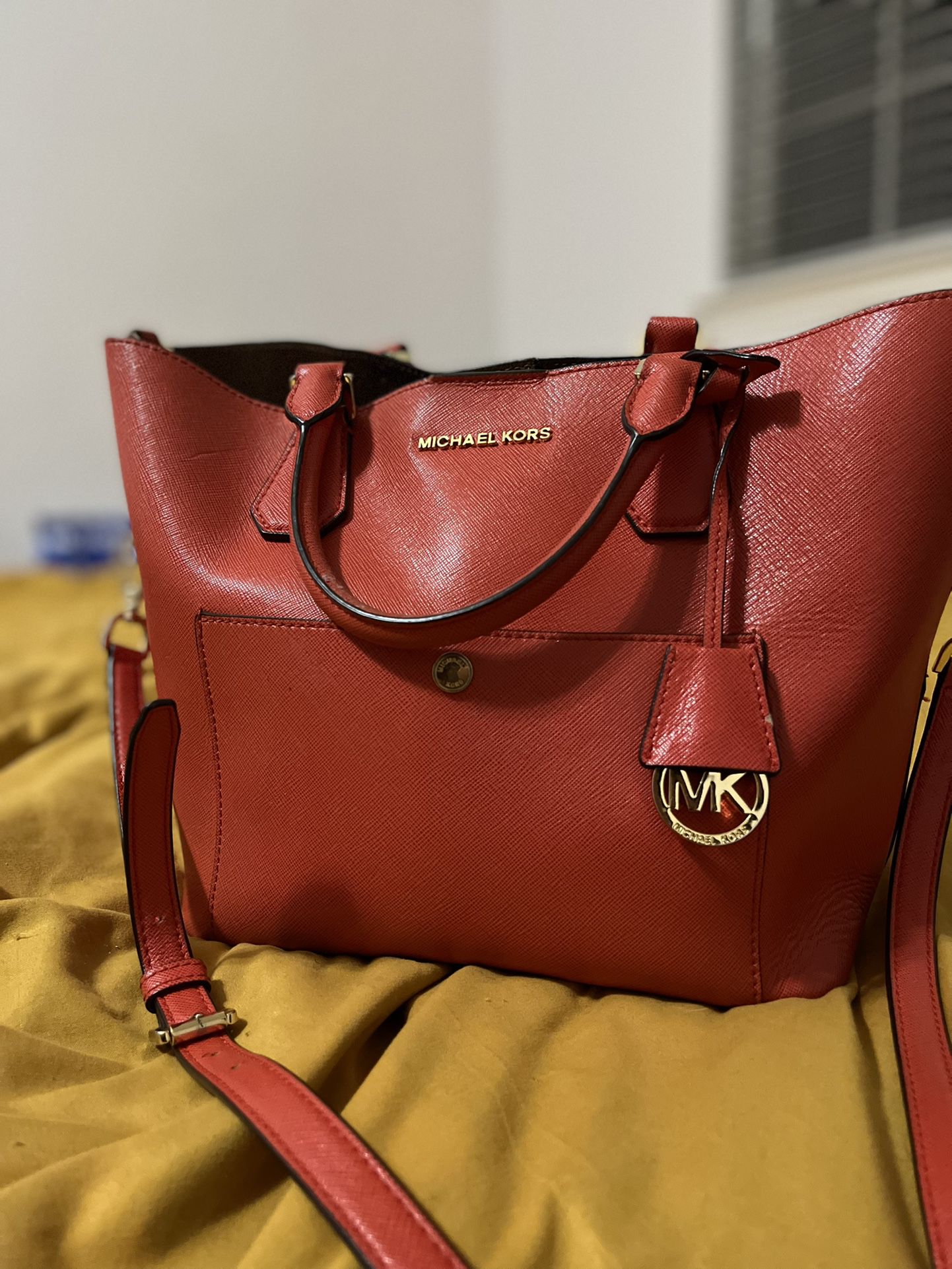 Michael Kors Women Lady Leather Messenger Crossbody Bag Handbag Purse Flame Red 
