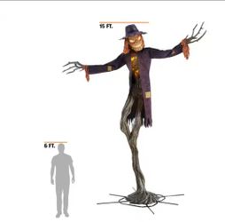 HOME ACCENTS 15 ft. Gruesome Grounds Giant-Sized Animated Worricrow Halloween Outdoor Scarecrow