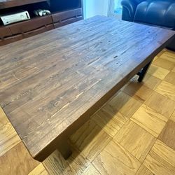 Farmhouse Style Solid Wood Coffee Table with Metal Legs - Excellent Condition