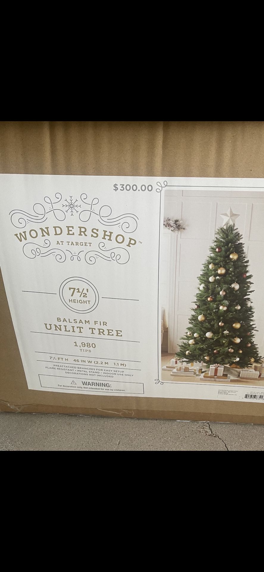 Beautiful New 7 1/2 Ft Wondershop Balsam Fir Christmas Tree
