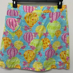 Vintage Lilly Pulitzer Hot Air Ballon Skirt White Label Womens Size 10 Cotton