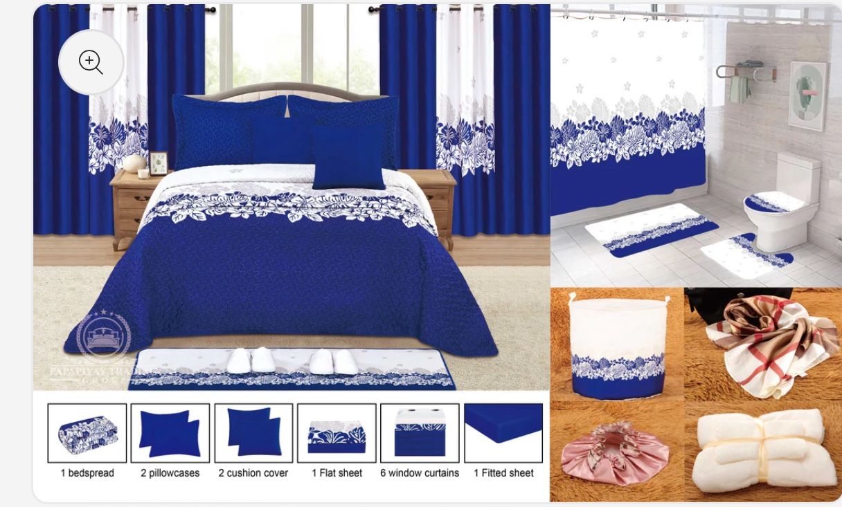 25 Pcs Bedspread With Matching Curtains & Bath Decor