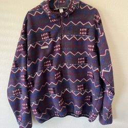 Vintage Columbia Fleece Pullover Mens XL Purple Aztec Geometric Snap USA 90s