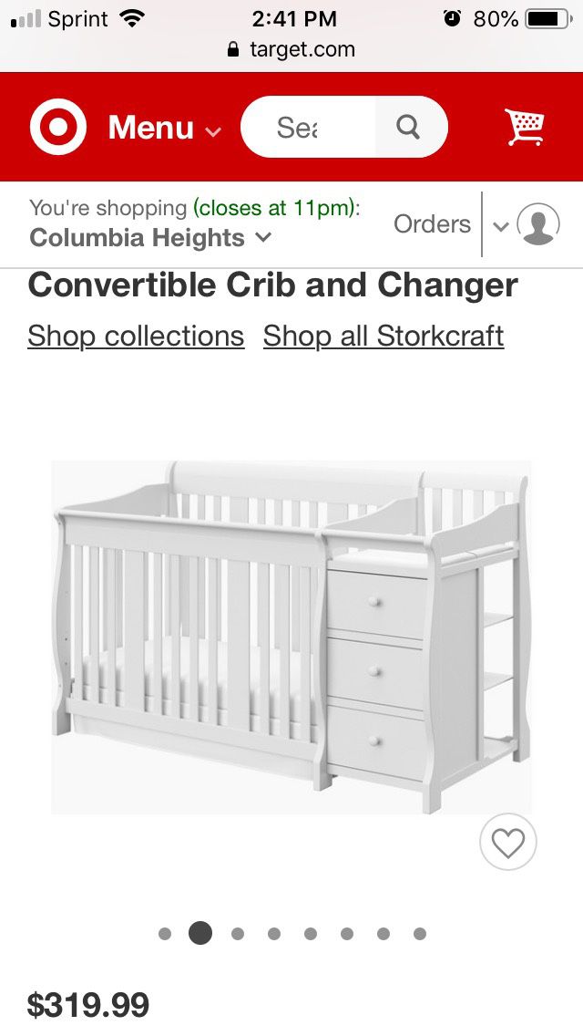 For Babies / Convertible Crib & Changer + 2 Mattresses