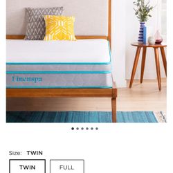New In Box 10in Twin Memory Foam And Spring Mattress 