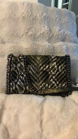 Snake Print Quilted Chain Shoulder Bag