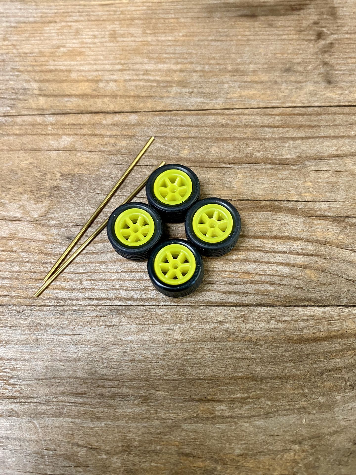 1:64 scale wheels 6-spoke (Takata Green, Neon Yellow, Top Secret Gold, GunMetal, Alpine White)