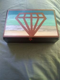 Artist painted misc wood box