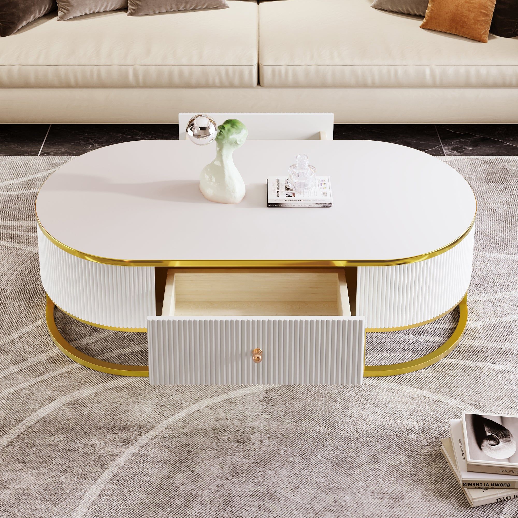 Cannes 47" Modern Coffee Table with Drawer