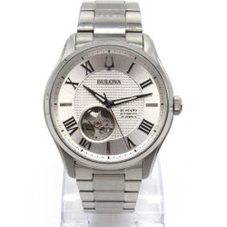 Bulova 96A207/96A243 Automatic Men’s Watch Silver Dial 21 Jewels Box & Papers