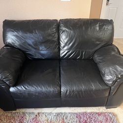 2 Piece Black Leather Couch 