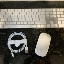 Apple A1843 Wireless Rechargeable Bluetooth Magic Keyboard with Cable & Mouse