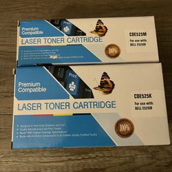 Dell E525W CDE525M Magenta & CDE525K Black Toner 