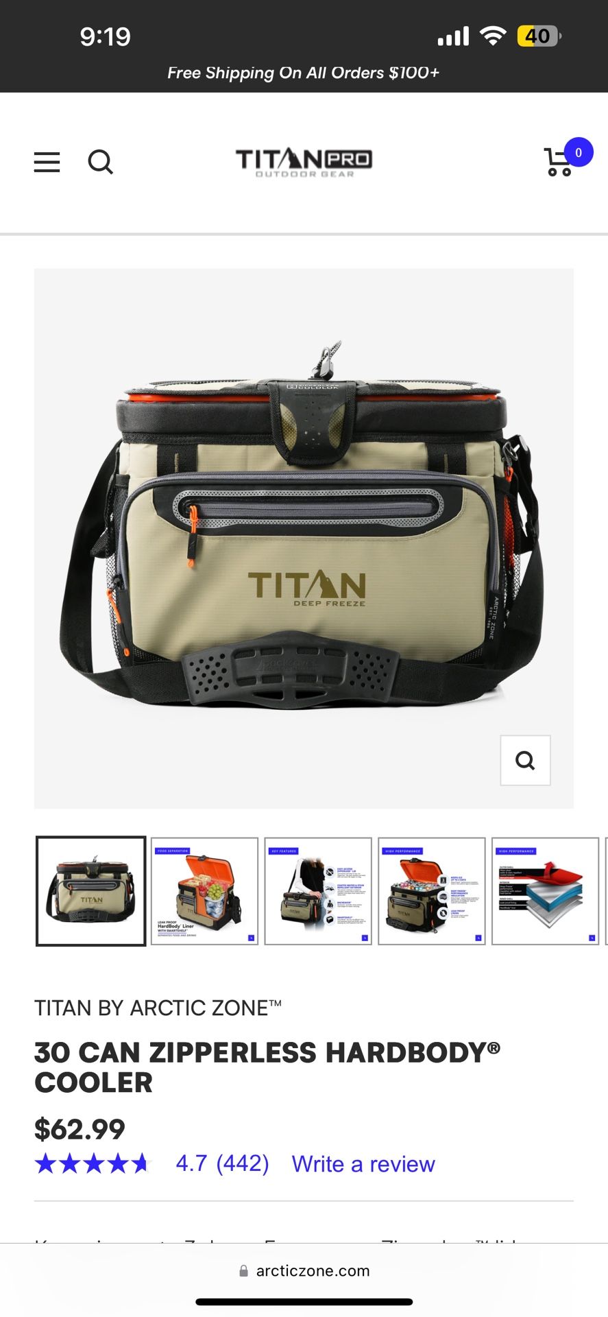 Titan by Artic Zone 30 Can Hardbody Cooler