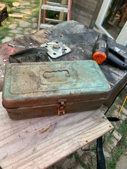 Antique Tool Box Western Auto Supply Corp Green Metal Tackle
