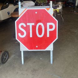 TRAFFIC STOP ((SAFETY) sign 30” Tall 30” Wide Mounted To Aluminum Stand