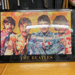 The Beatles Framed Sgt Peppers Lonely Hearts Club Band Mosaic Poster Ex Cond 37” W 25” H 