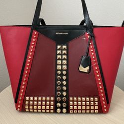 Michael Kors Whitney Large Studded Saffiano Leather Tote Bag NWT