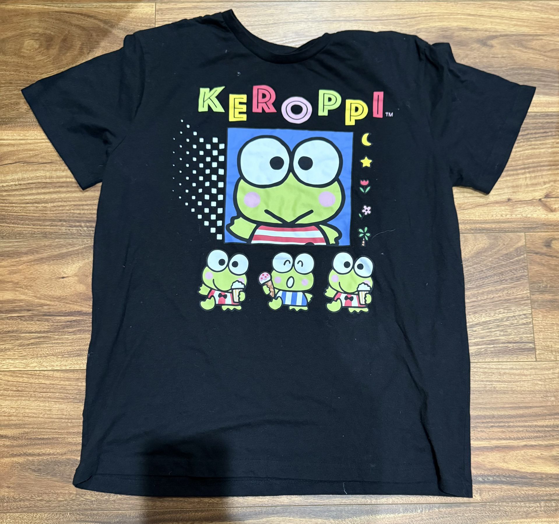 Sanrio Keroppi Frog XLarge Short Sleeve Graphic T-Shirt Black