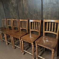 Set Of 6 Solid Wood Dining Chairs