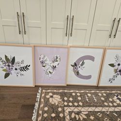 Set of 4 Girls Room/Playroom Art