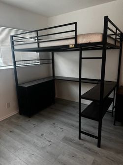 Black Metal Loft Bed with Built-In Desk must pick up asap