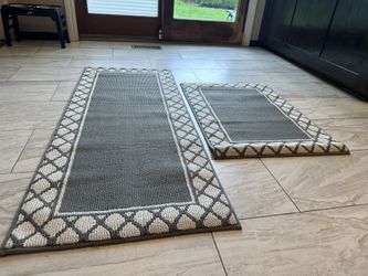 Non-Slip Washable Kitchen Rug Set – 2 Absorbent Mats (24"x35" + 24"x60", Grey)