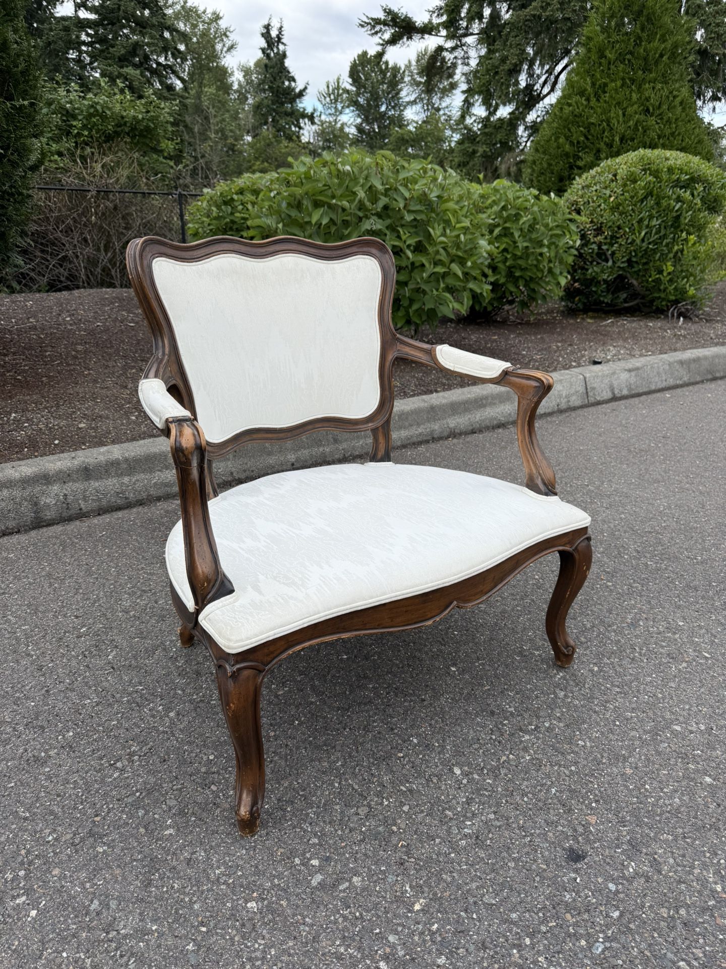 20th Century Fruitwood and Upholstered Provincial Style Bergere Chair