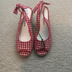 Red Plaid Wedges