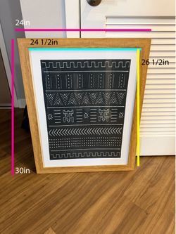 Modern Light Wood Framed Mudcloth Style Art